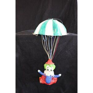 Vtg 1973 Paper Mache Clown With Parachute Tlaquepaque Mexico Lacquer Lace Mexico